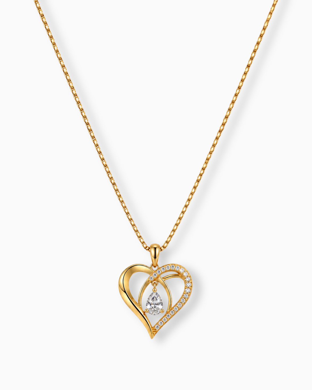 Herzkette Gold mit Zirkonia & Pavé